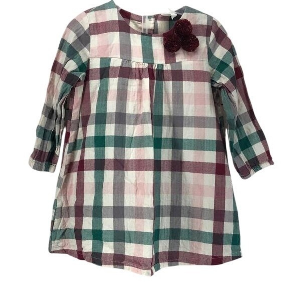 H&M Baby Girls Plaid Long Sleeve Tunic Dress